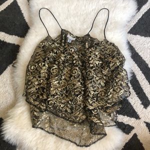 Black and Gold Sheer Top